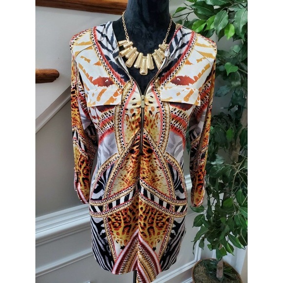 Nygard Women's Multicolor Polyester Round Neck Long Sleeve Blouse Size Medium - Picture 2 of 11